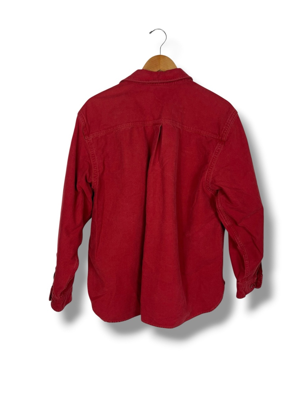 VTG LL Bean Chamois Shirt Red XL Cotton Red Camp Shacket Womens Flannel Heavy - Picture 8 of 10